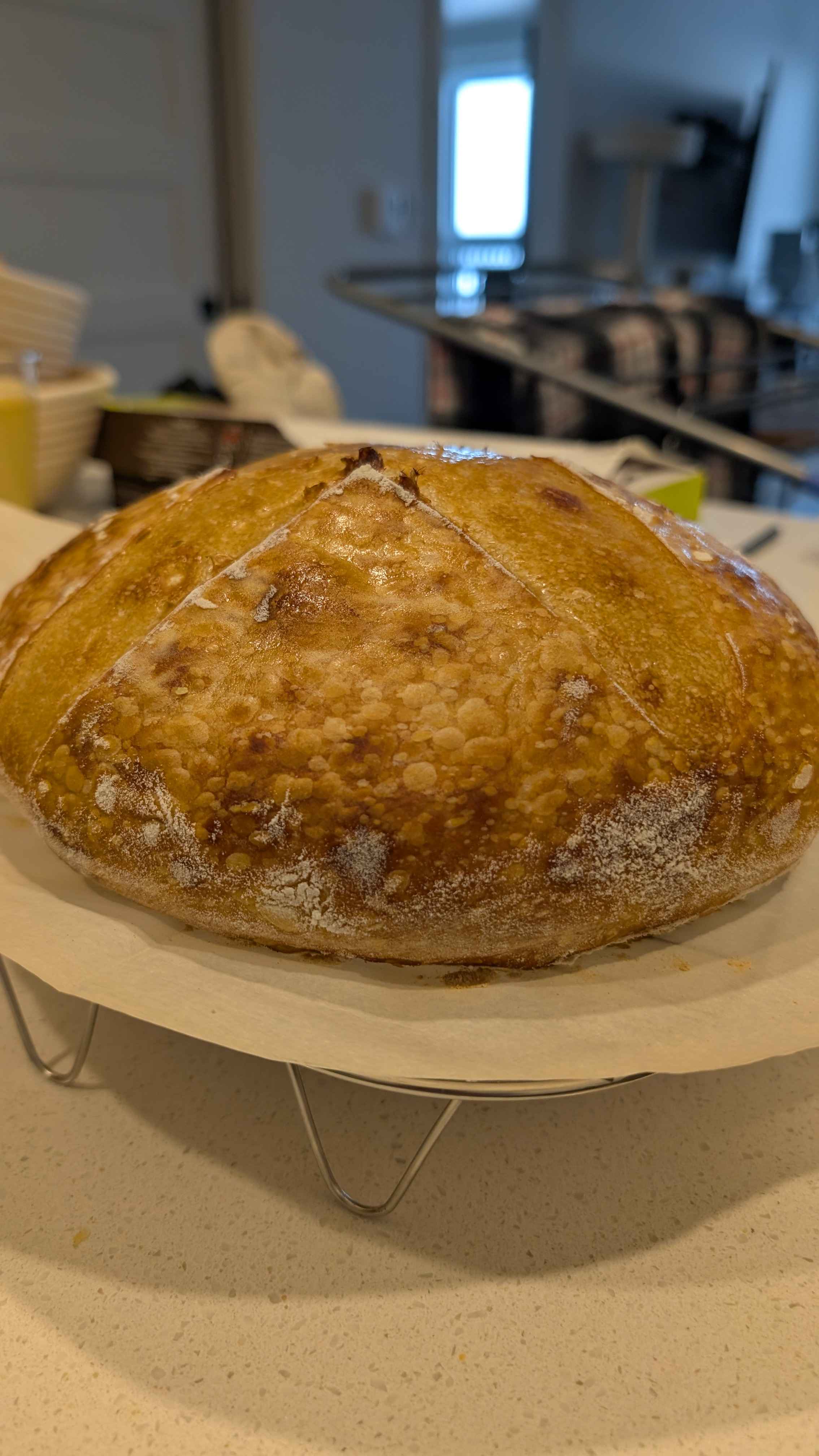 Pain au levain avec belle croûte dorée